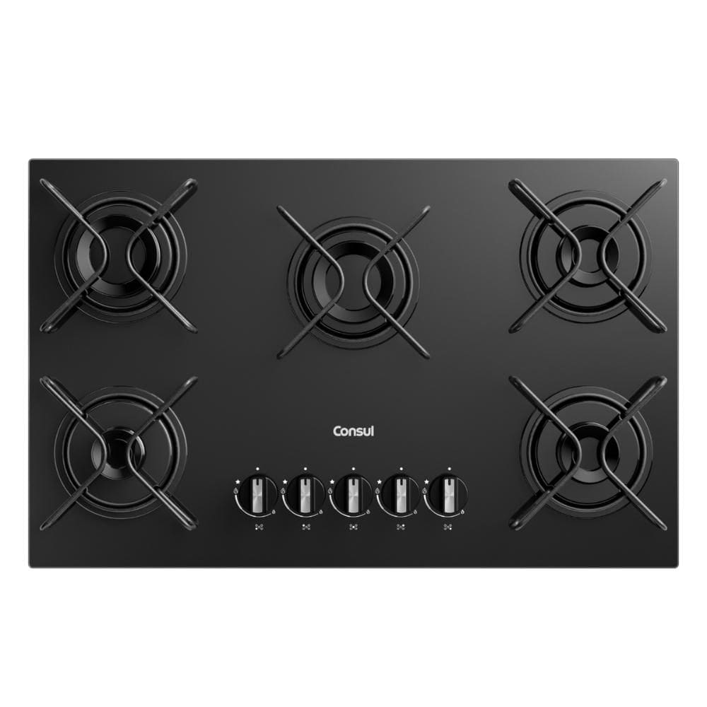 Cooktop 5 Bocas a Gás Consul com Mesa de Vidro e Acendimento Automático Bivolt Preto - CD075BE