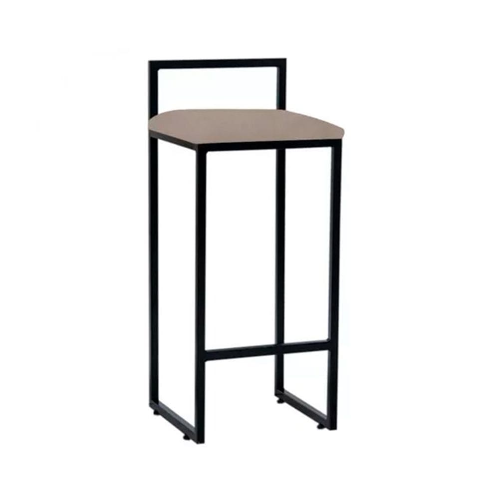Banqueta Industrial Premium Dori em Aço para Bar Cozinha Bistrô Bancada Assento Suede - Preto/bege
