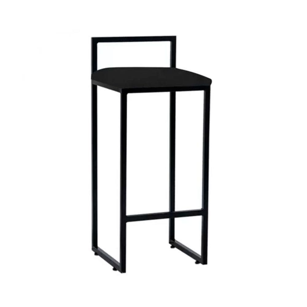 Banqueta Industrial Premium Dori em Aço para Bar Cozinha Bistrô Bancada Assento Suede - Preto/preto