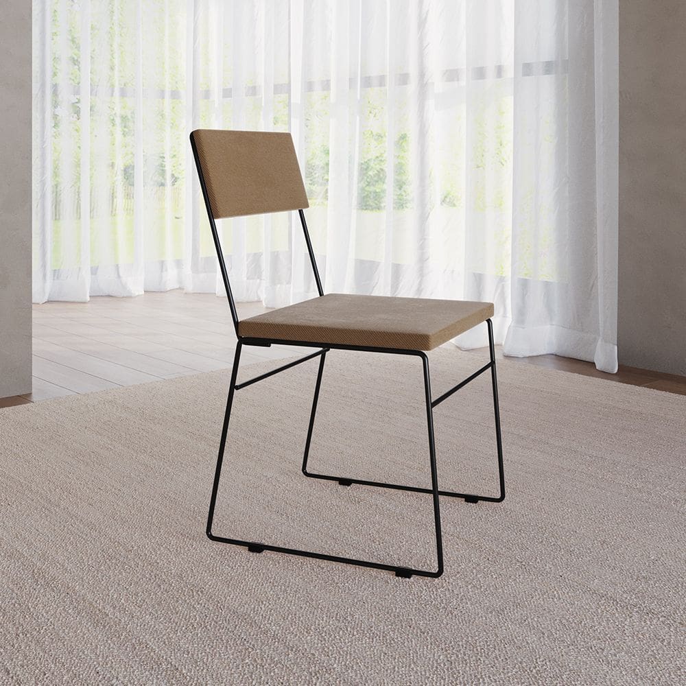 Cadeira de Jantar Málaga Estofada em Veludo para Cozinha Sala de Jantar Mesa e Decoração - Marrom