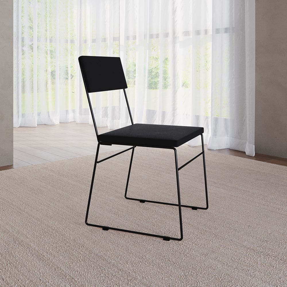 Cadeira de Jantar Estofada Málaga Veludo para Mesa Sala de Jantar Cozinha Conforto - Preto