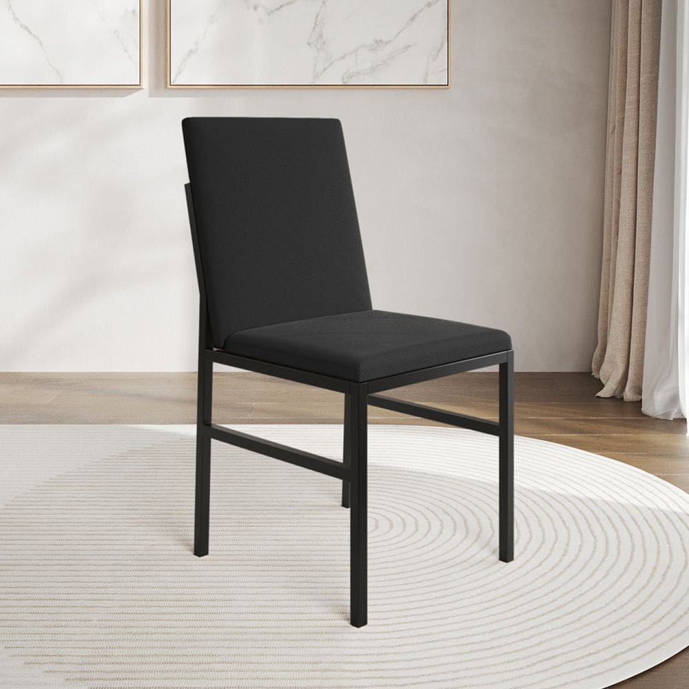 Cadeira de Jantar Estofada Mônaco Veludo Iron Wood para Sala Cozinha Mesa e Decoração - Preto