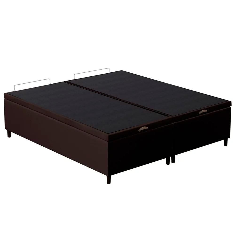 Base Cama Box Baú Casal Queen 158cm Hit Z04 Sintético Marrom - Mpozenato
