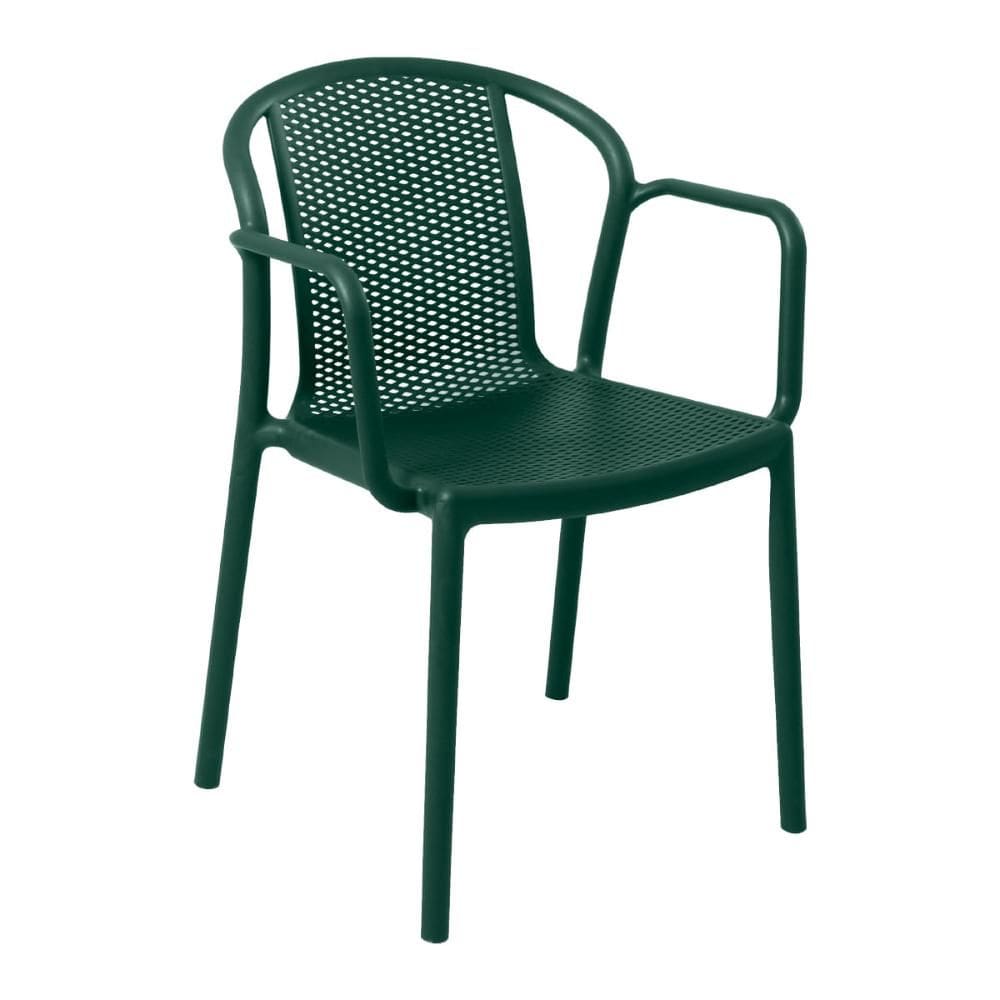 Cadeira Tramontina Louise Empilhável com Braços Verde em Polipropileno