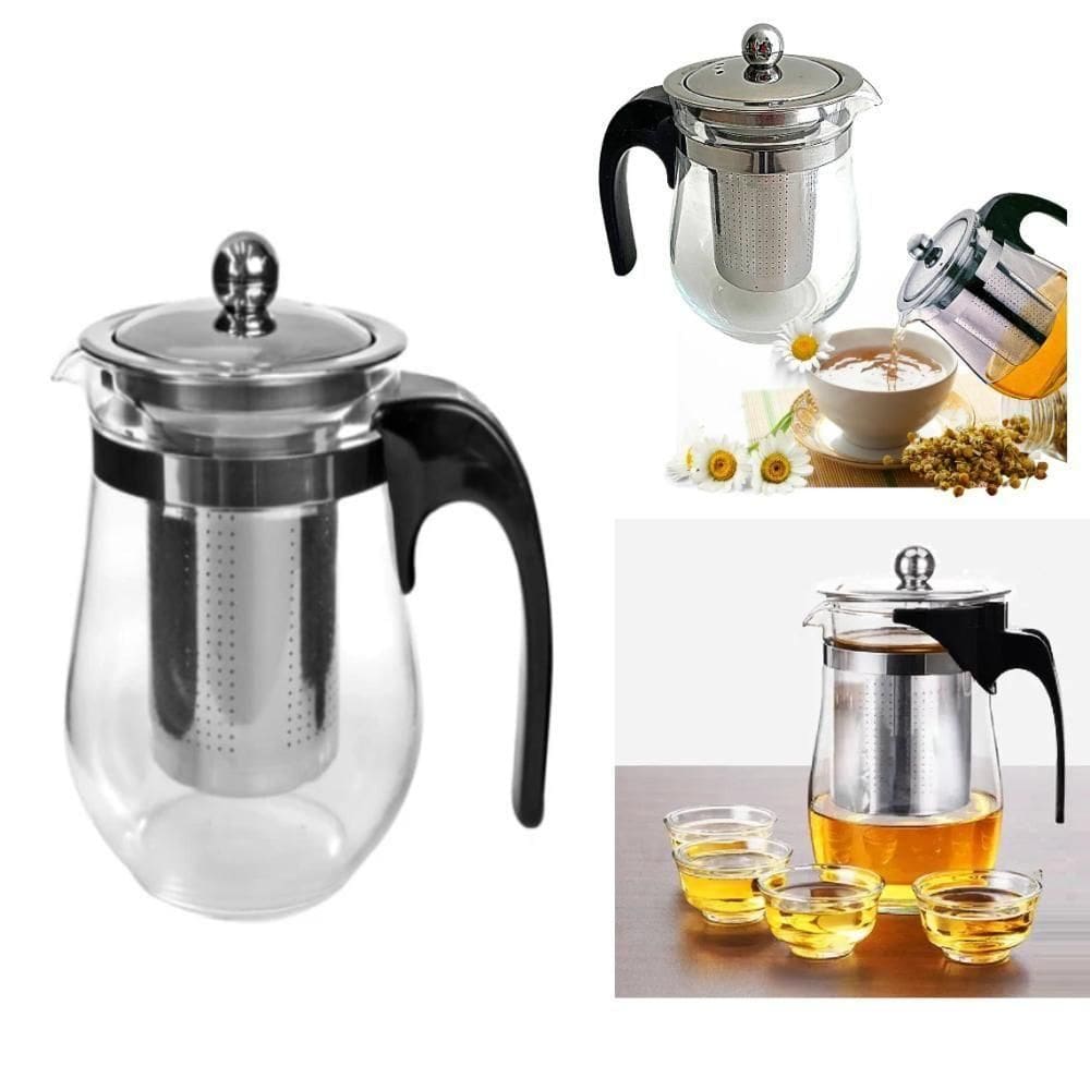 Chaleira Vidro Transparente 500ml Infusor Aço Inox Chá Café