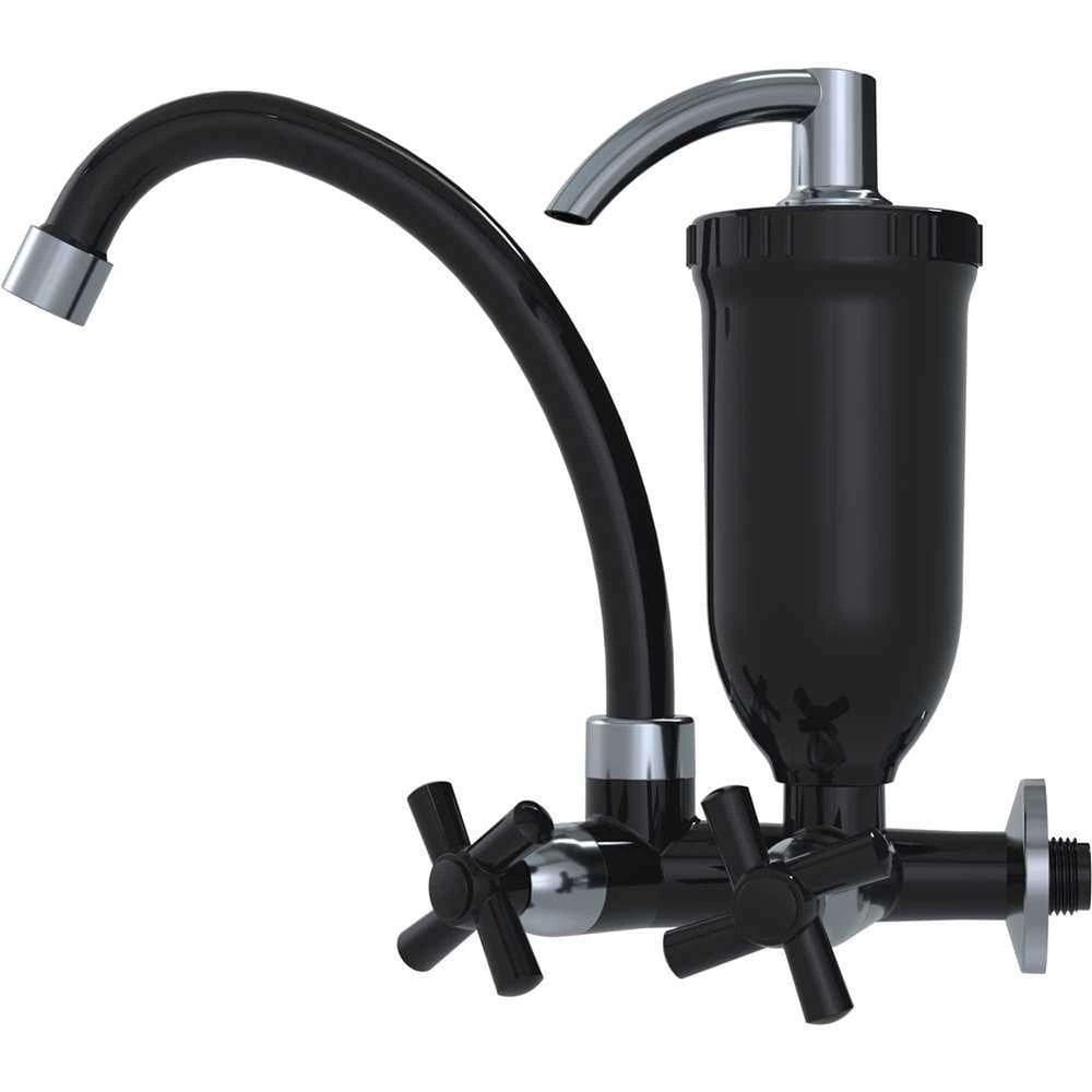 Torneira De Parede Para Cozinha Em Abs, Preta E Cromada, Com Purificador De água, 34510 Delta Ostenvonder