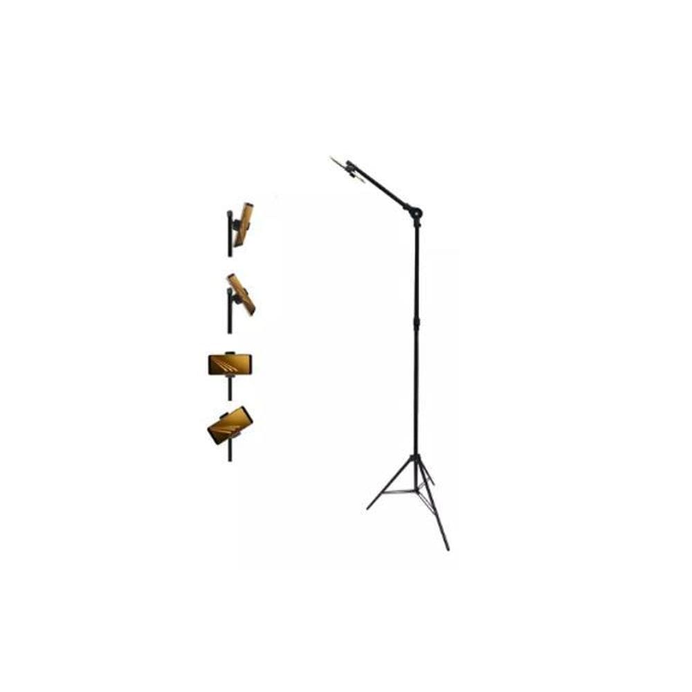 Tripé Com Suporte D/Celular Universal Telescópico Holofote