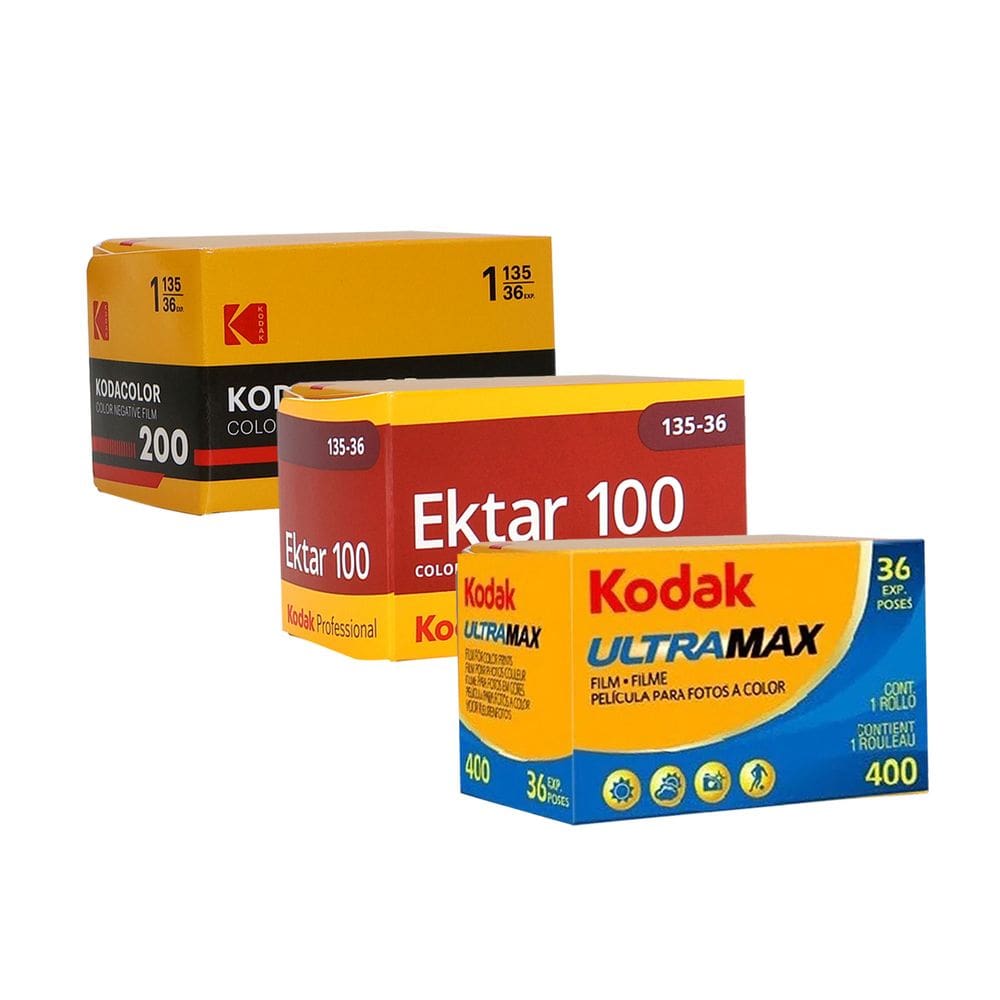 Filme negativo Kodak Kodacolor 200 colorido (filme em rolo de 35 mm, 36 exposições) + Filme negativo colorido Kodak Professional Ektar 100 (filme em r