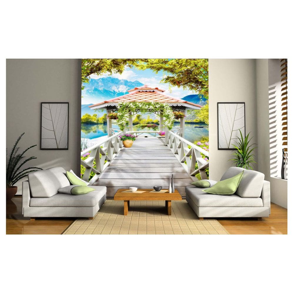 Papel De Parede Paisagem Digital Gazebo Lago  Dav51