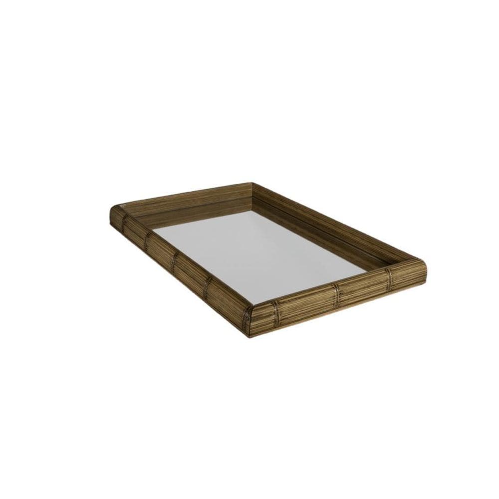 Bandeja Com Espelho  30X45  Modelo Bambu
