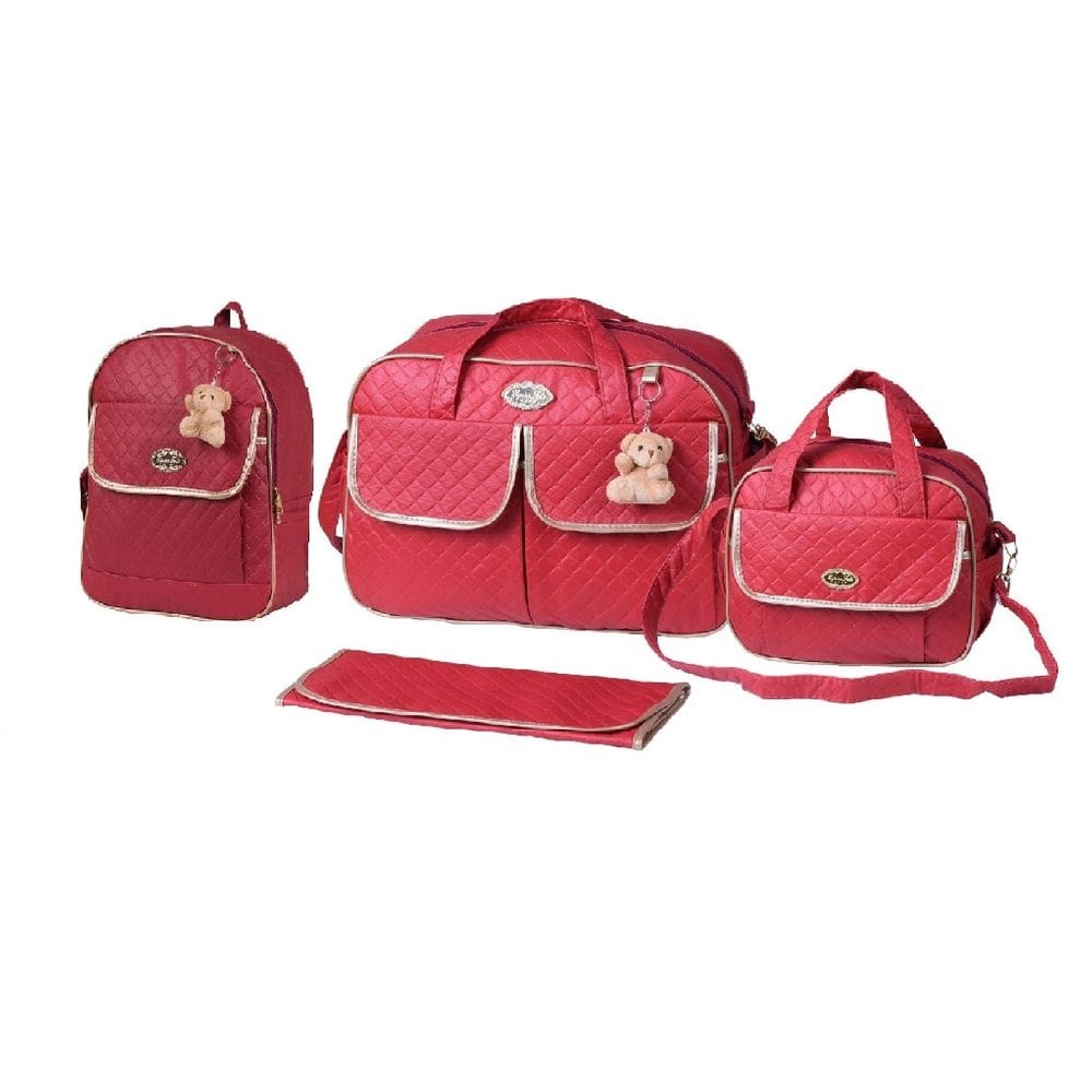 Kit bolsa e mochila maternidade mommy vermelho 4 peças