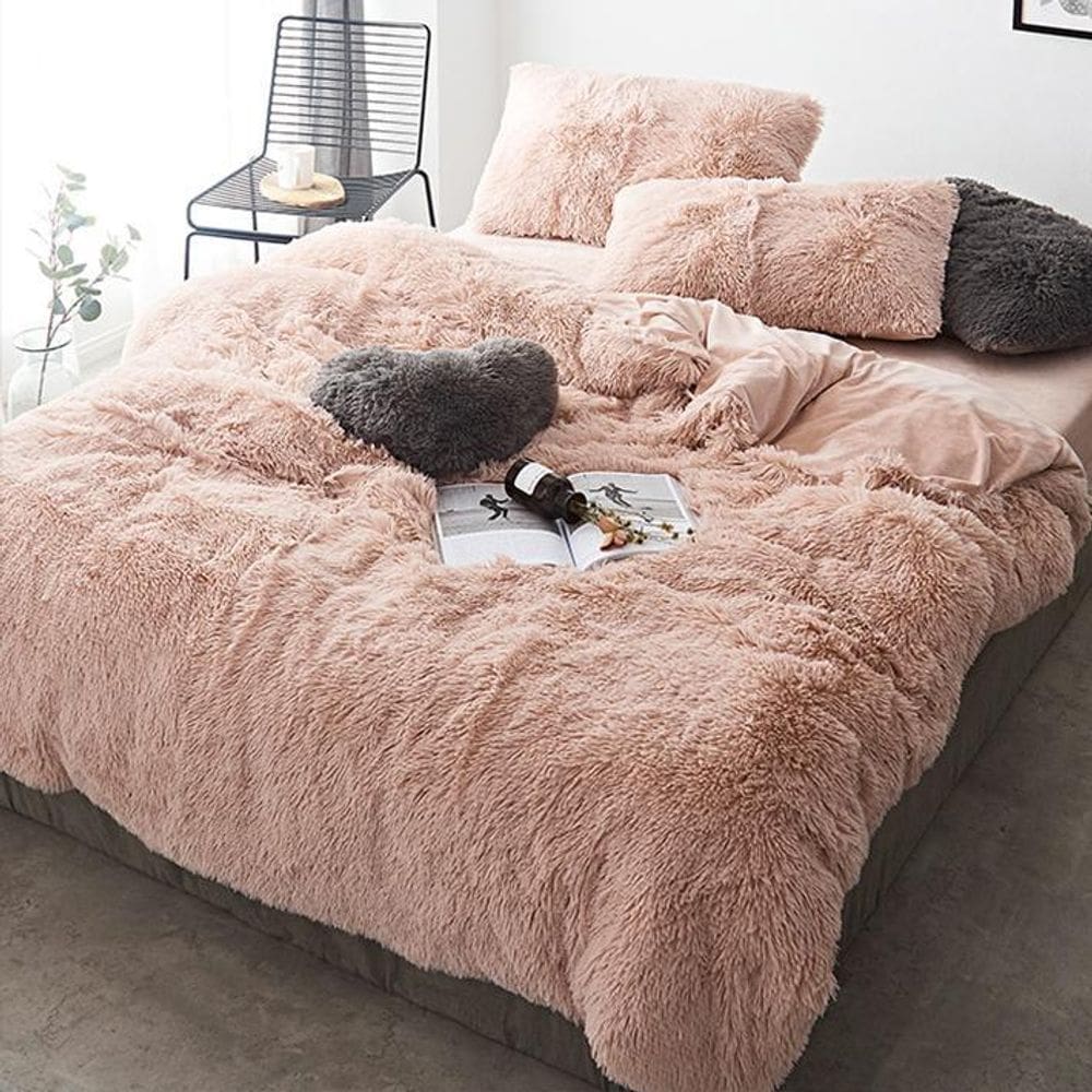 Jogo De Cama Solteiro 6 Peças Com Edredom Pelúcia Rosê