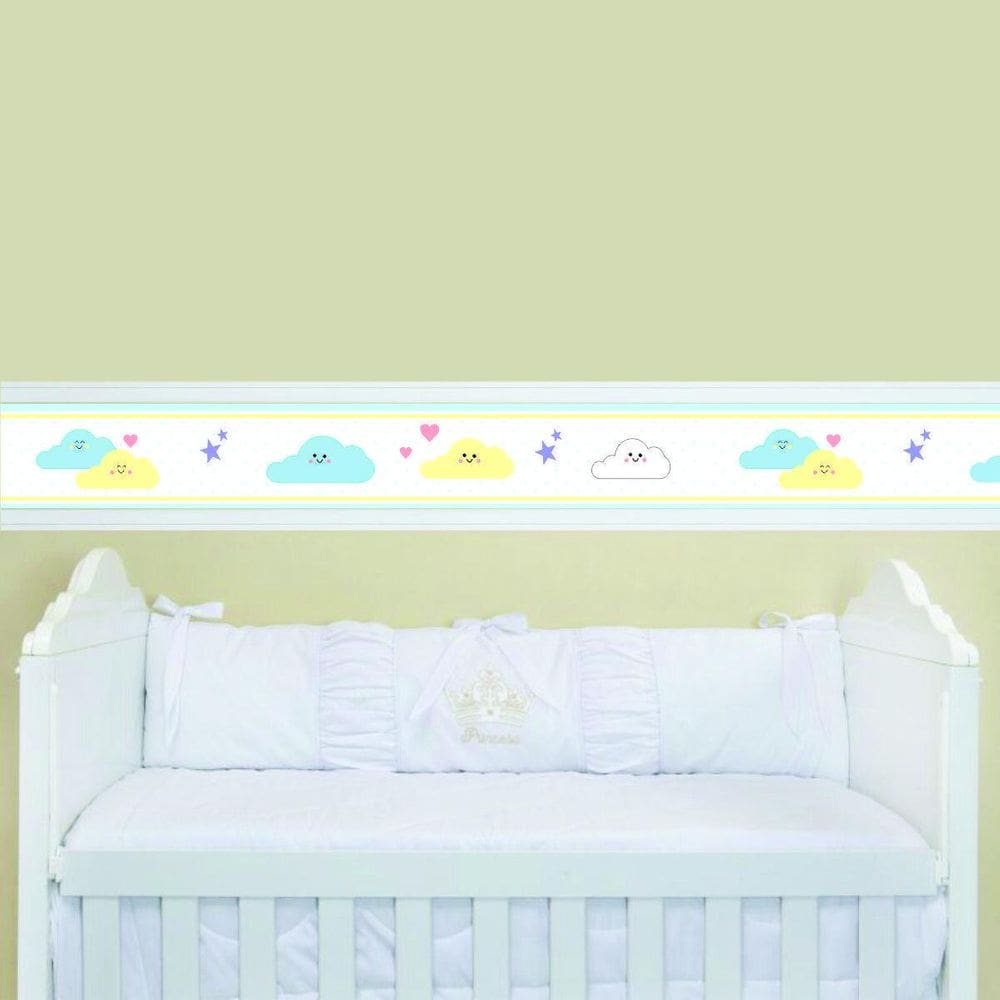 Faixa Adesivo Border Infantil Bebe Nuvens Chuva De Bençao
