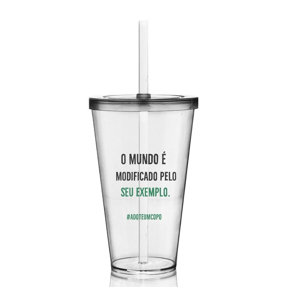 Kit 6 Copos Com Tampa E Canudo Exemplo Sustentável