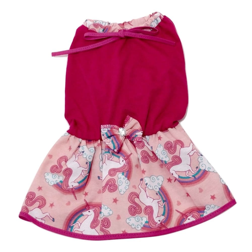 Vestido Para Cachorro Malha Com Lacinho Rosa Unicórnio P
