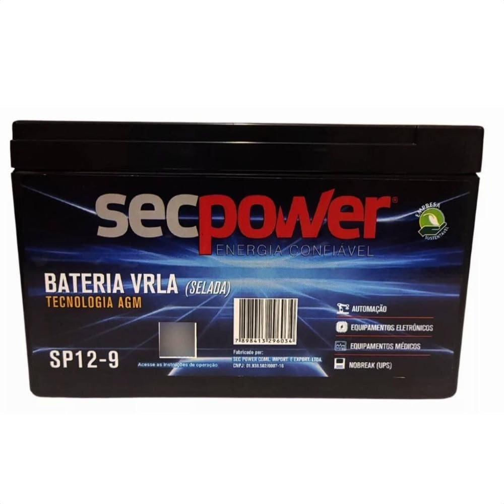 Bateria Selada VRLA 12V 9AH SP 12-9 Secpower