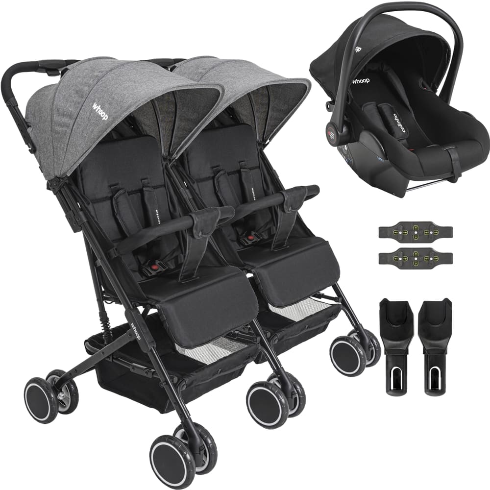 Carrinho Kiddo para Gemeos Bebe Conforto Colinho Mascote Grafite