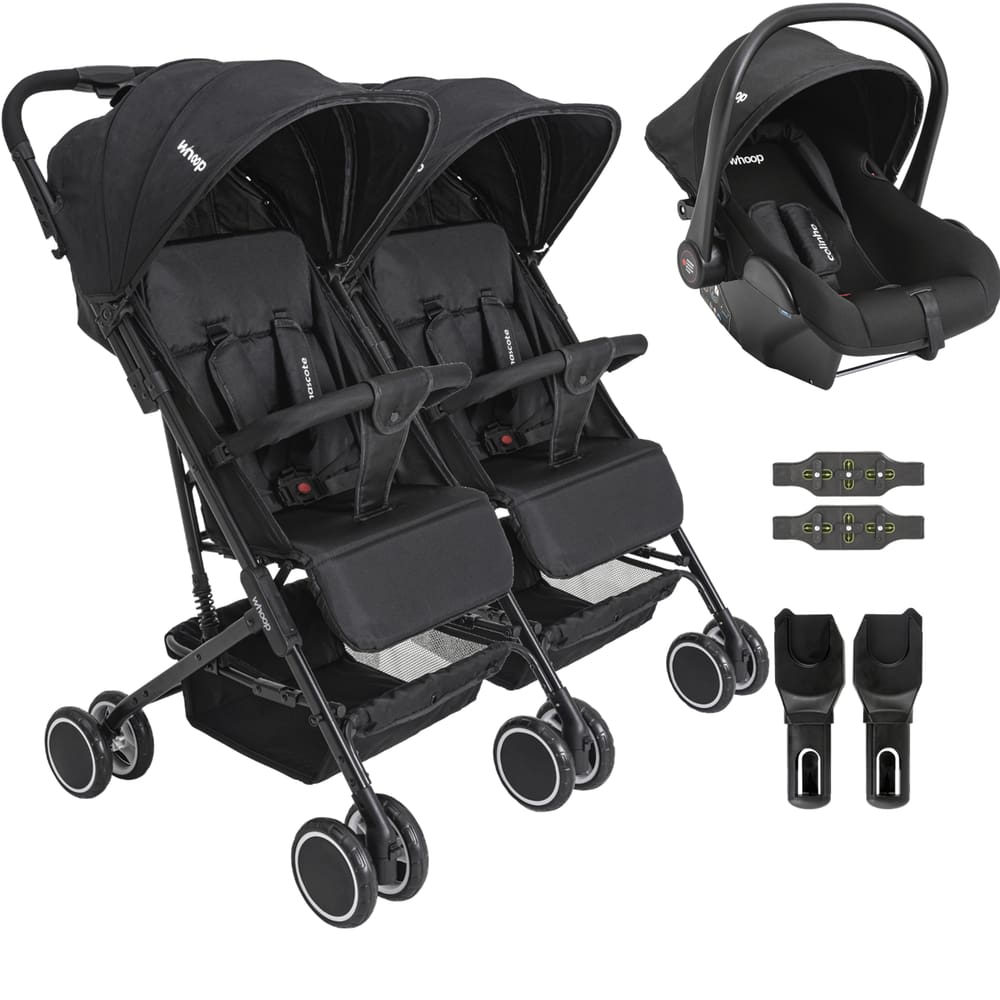Carrinho Kiddo para Gemeos Bebe Conforto Colinho Mascote Preto