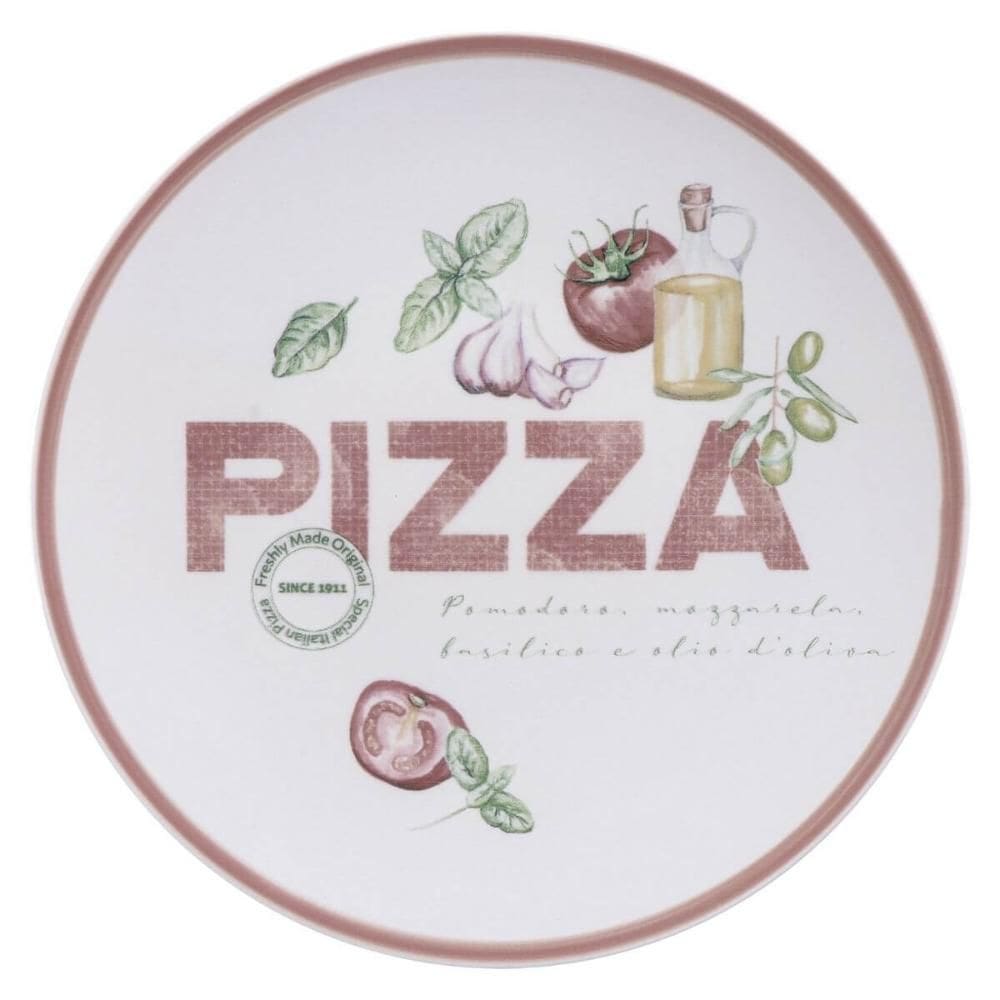 Conjunto de Pratos para Pizza 6 Peças Mesa Posta Tramontina 25cm Porcelana Decorada Milano