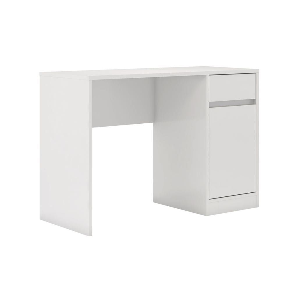 Mesa Escrivaninha Office Morada 109cm com Gaveta e Porta Home Office/Estudos MDP Brilhante Branco
