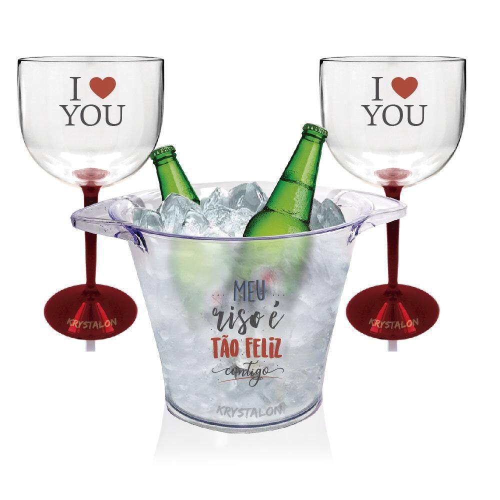 Kit Taças Personalizado Tão Feliz - Para Dia Dos Namorados