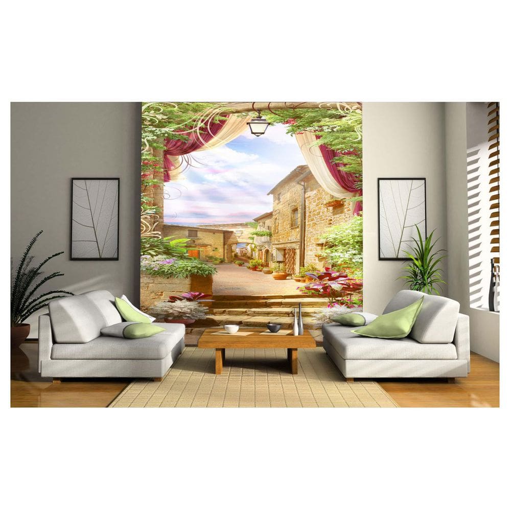 Papel De Parede Paisagem Digital Vilarejo Arco Dav27