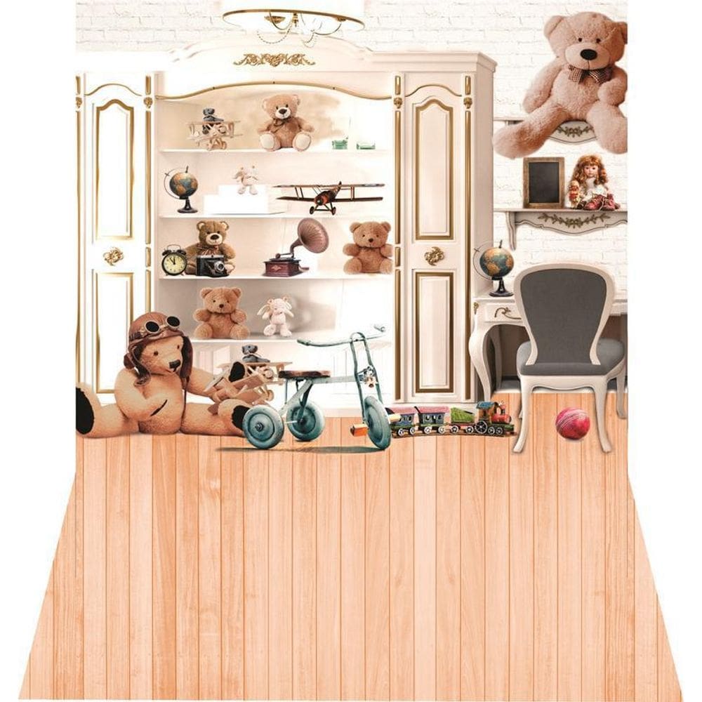 Fundo Fotográfico Newborn Tecido Ursinhos Pelúcia 1,50X2,50