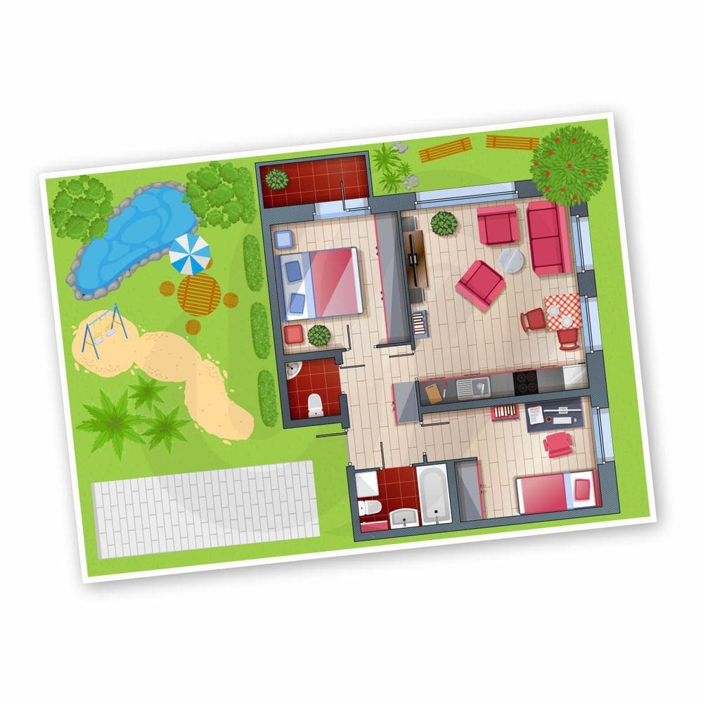 Tapete Em Lona Casinha De Bonecas Férias 1,4X1,0M