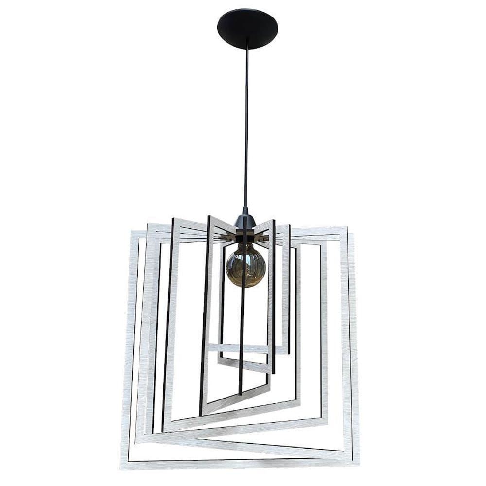 Luminária Pendente Cozinha Moderno Quadrado Grande Branco