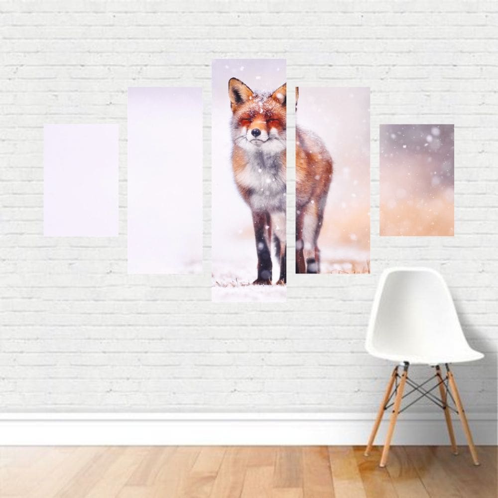 Quadro em tela Canvas  Raposa Vermelha na Neve  110x65