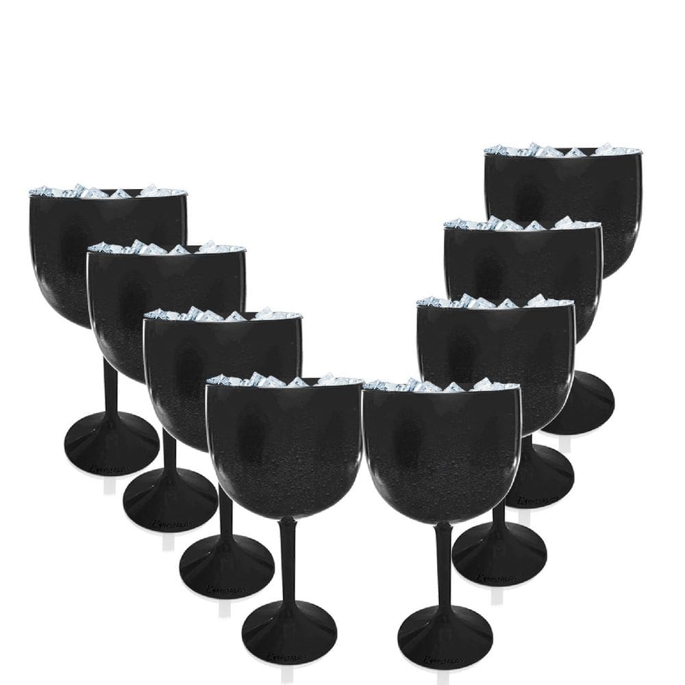 Kit 8 Taças Gin Preto Acrílico Copo Gin