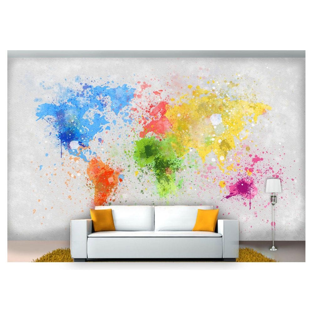 Papel De Parede Mapa Mundi Tinta Continentes Nmu15