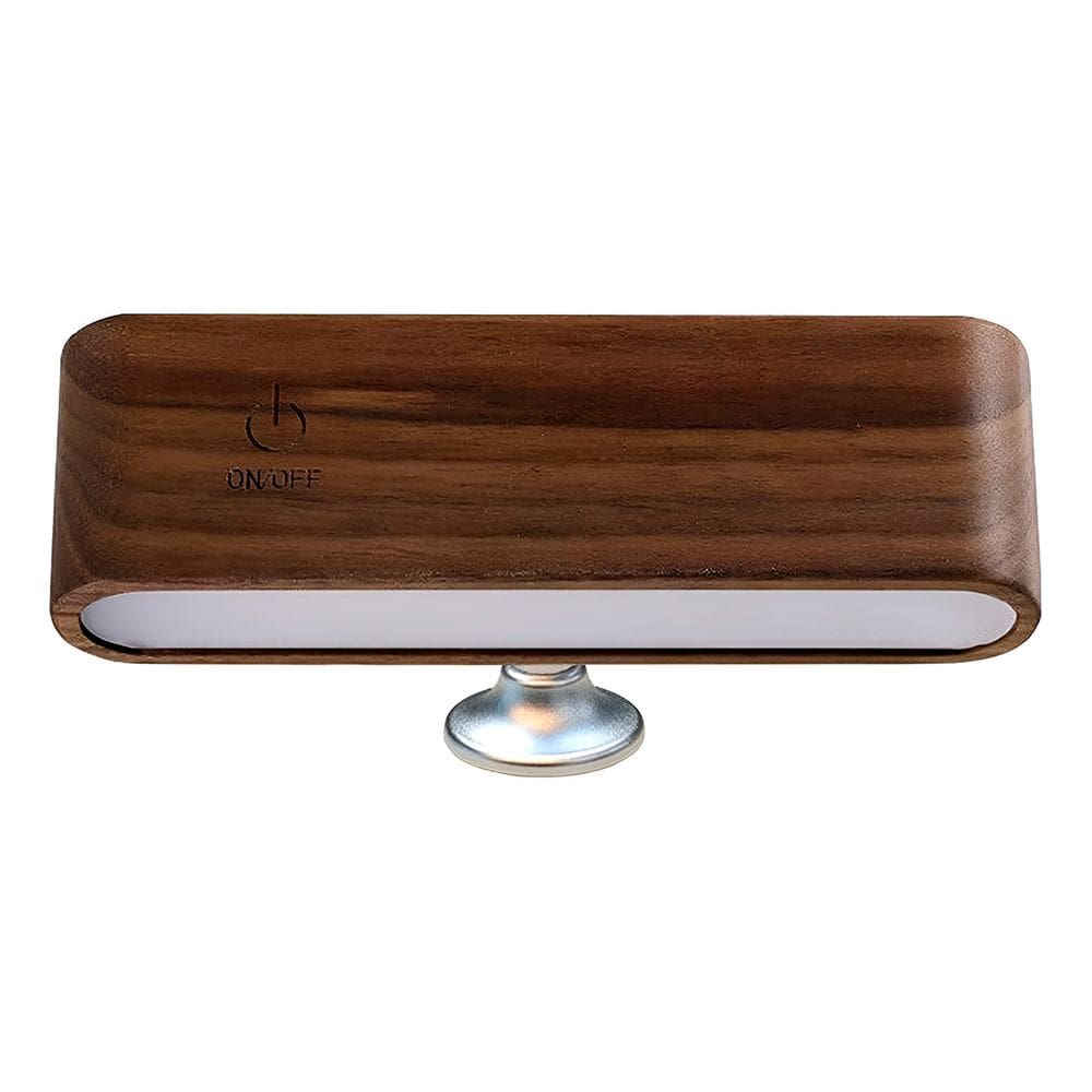 Luminária De Madeira Sem Fio Parede Mesa 360° Marrom