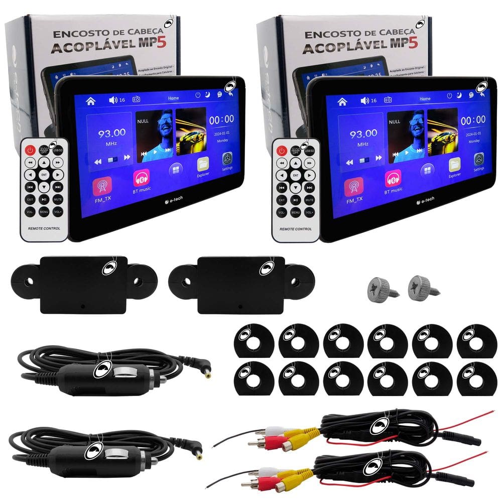 Par Encosto Monitor de Acoplar 8” Espelhamento Celular Android Touch USB