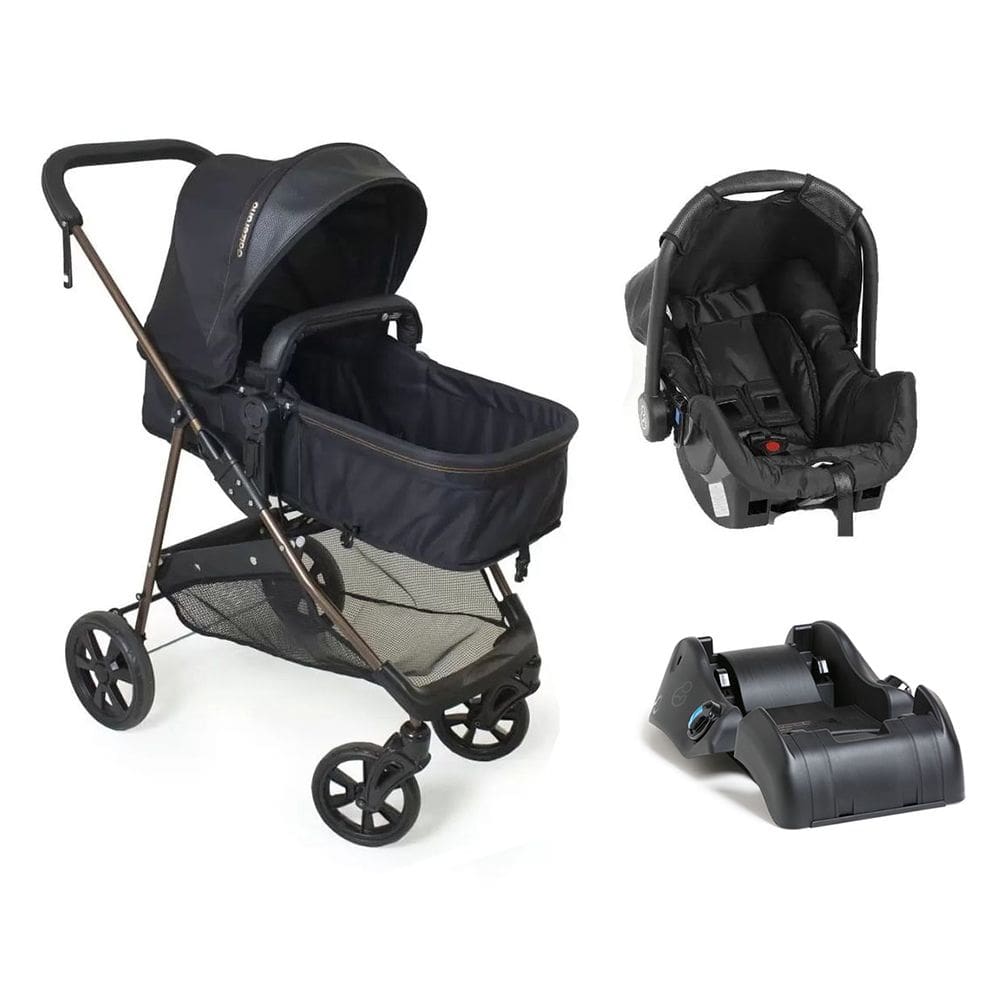 Travel System Galzerano Napoli 1452 Com Base para Carro Trio Preto e Cobre