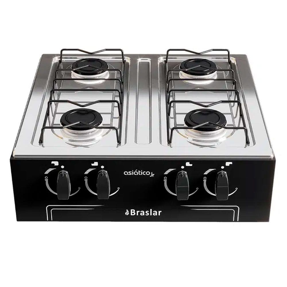 Fogao Cooktop de Mesa Portatil a Gas 4 Bocas Braslar Asiatico Junior