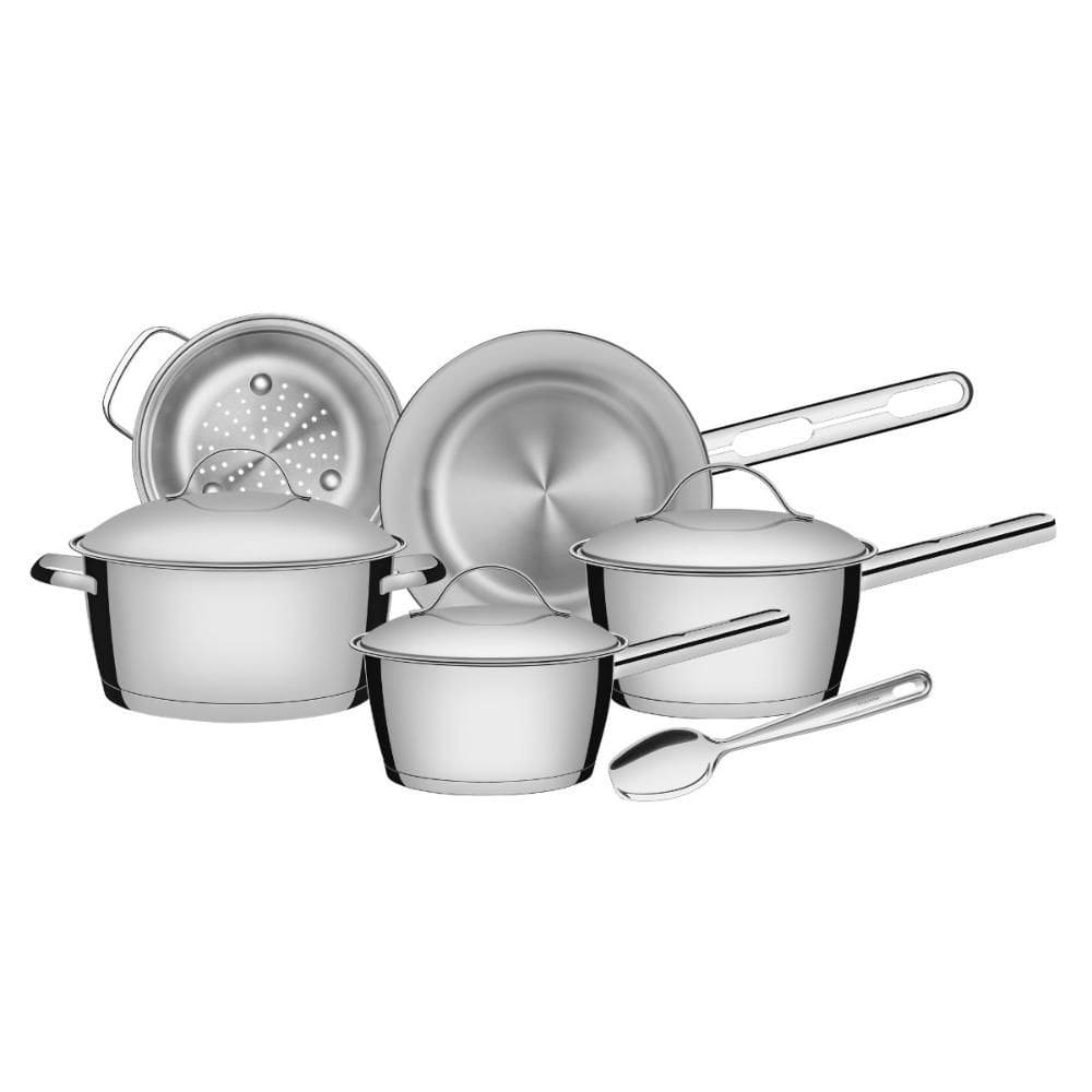 Jogo de Panelas Aço Inox Indução 5 Peças Allegra e Colher Tramontina