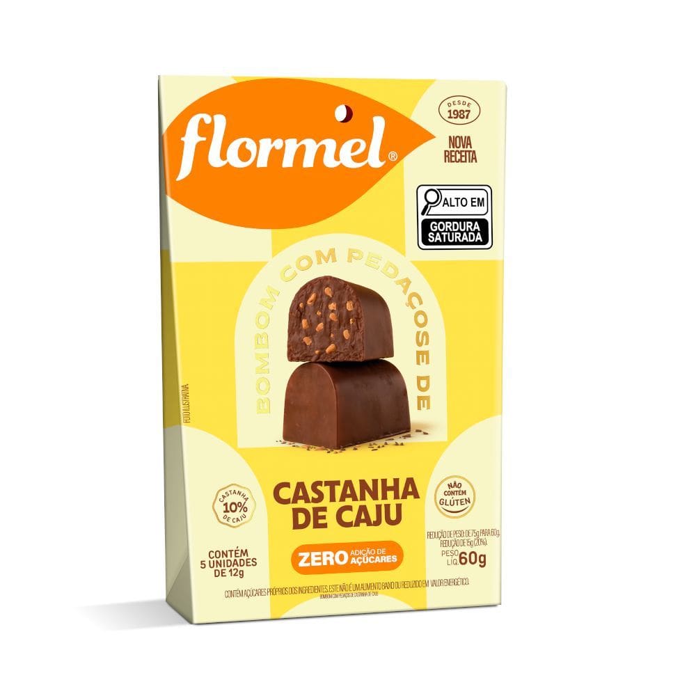 Bombons Flormel com Pedaços de Castanha de Caju 60g
