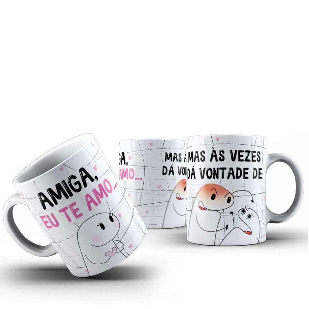 Caneca Cerâmica Flork Amiga eu Te Amo Mas Vezes da Vontade