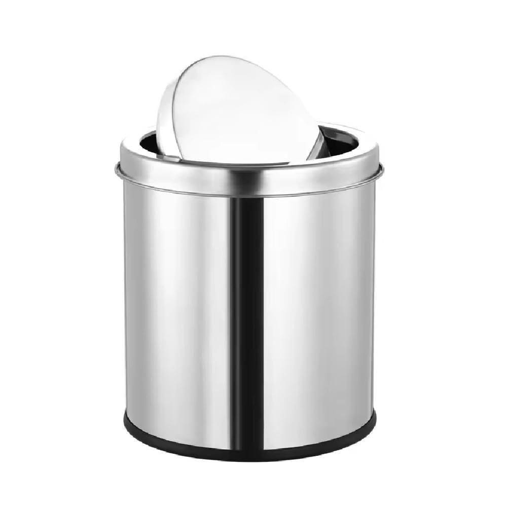 Lixeira Inox Basculante 12 Litros Cesto De Lixo Com Tampa Giratória Vai E Vem Luxo