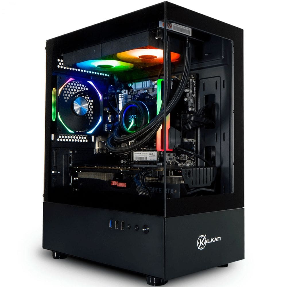 Gabinete Gamer Kalkan Avalon, Frontal e Lateral em Vidro Temperado, Micro-ATX, Mini ITX, USB 3.0,  Preto -  KLK00036