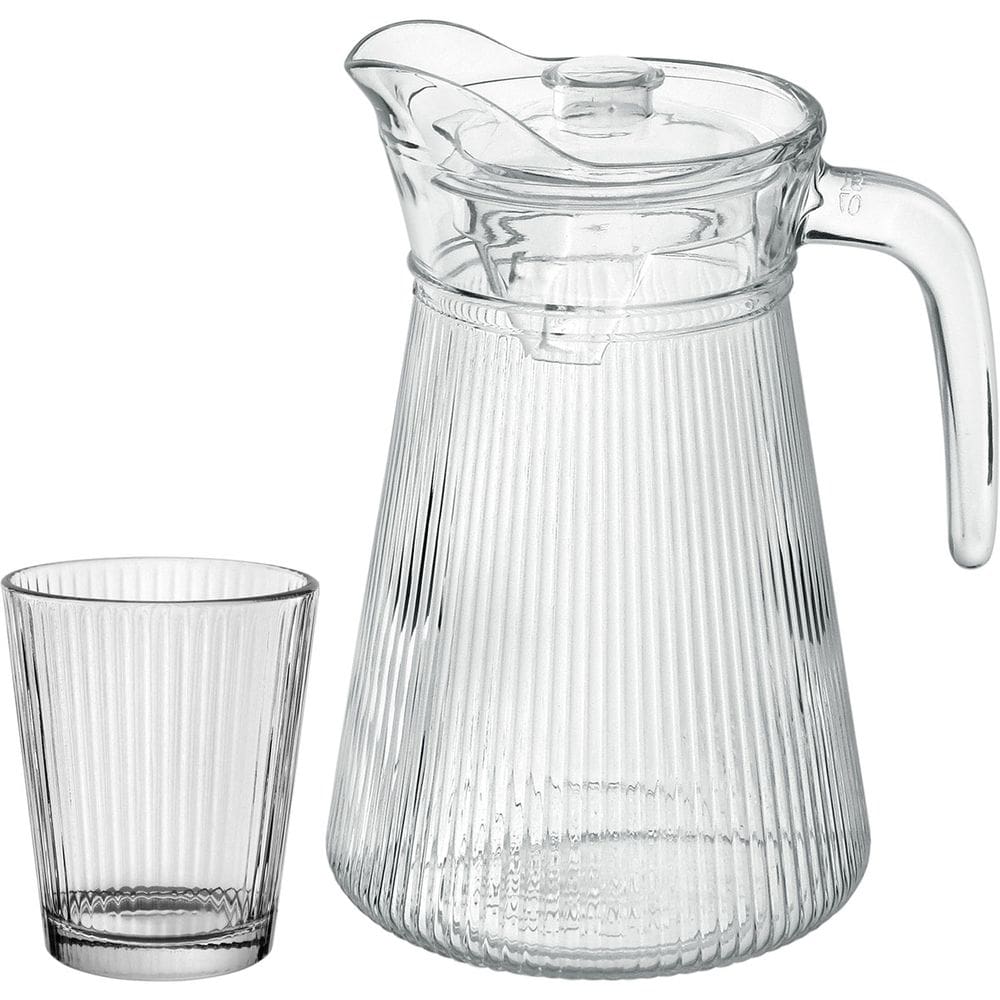 Kit Jarra/Copos Home&Co Tampa Acrilico Vidro 1,6L/250Ml Transparente