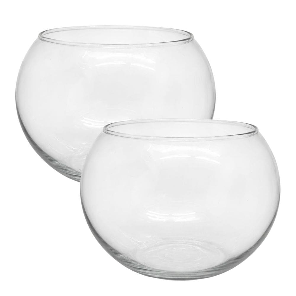 Jogo 2 Vasos Tipo Aquário de Vidro Redondo Decoração e Terrários 4,5 Litros