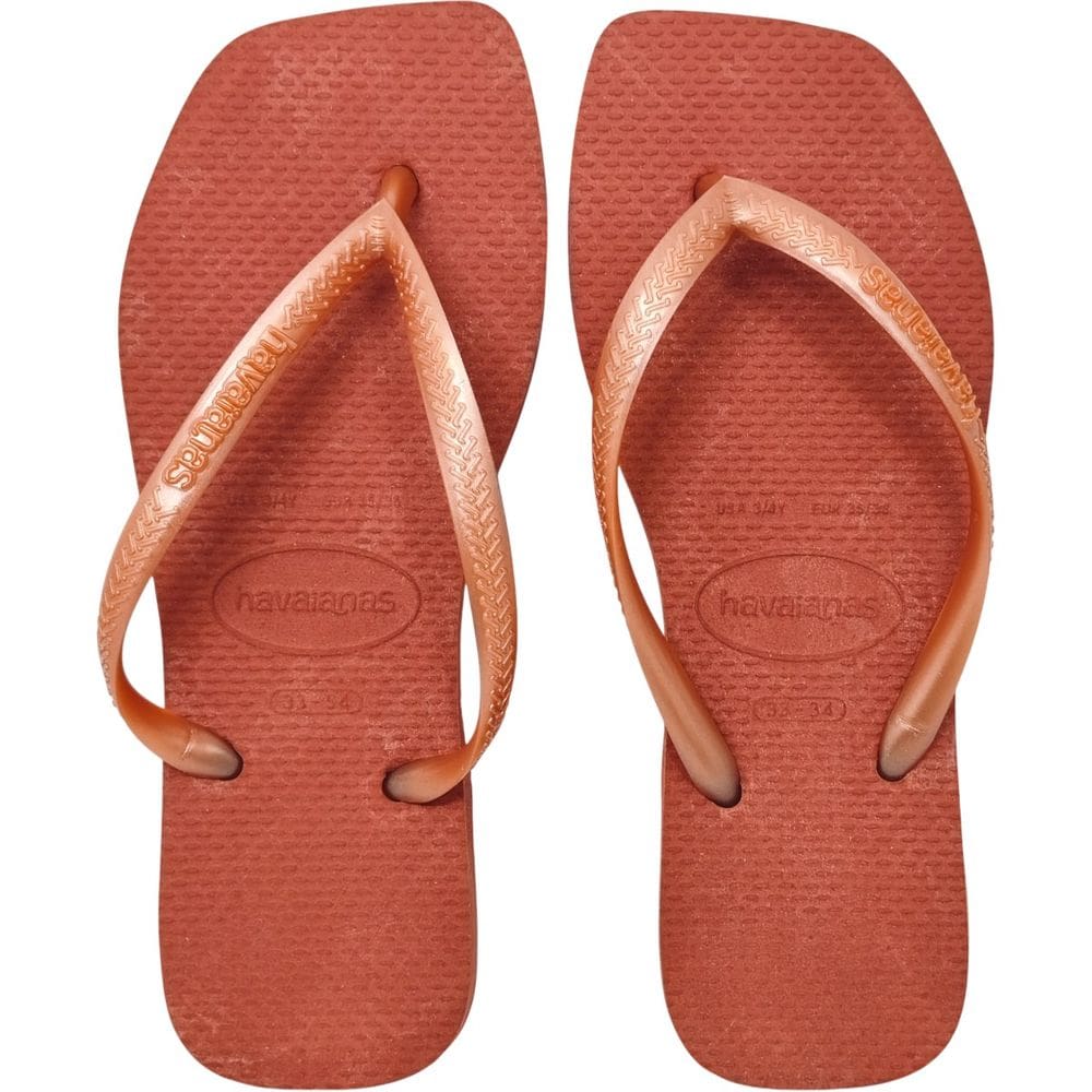 Chinelo Dedo Borracha Casual Feminino Bico Quadrado Havaianas Slim Square - 37-38 - Salmão