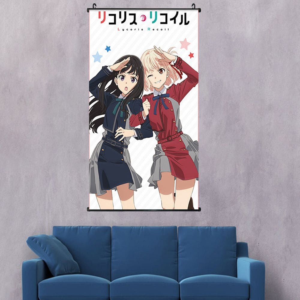 Arte de parede em tela Lycoris Recoil Anime 40x60cm Cloth Scroll
