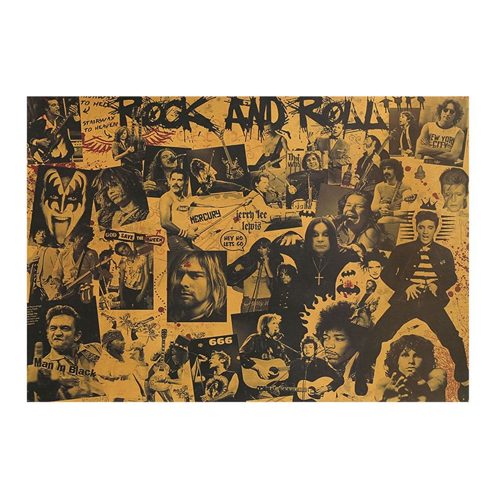 Coleção de pôsteres Rock Legends Frameless Wall Art 50,5x35cm