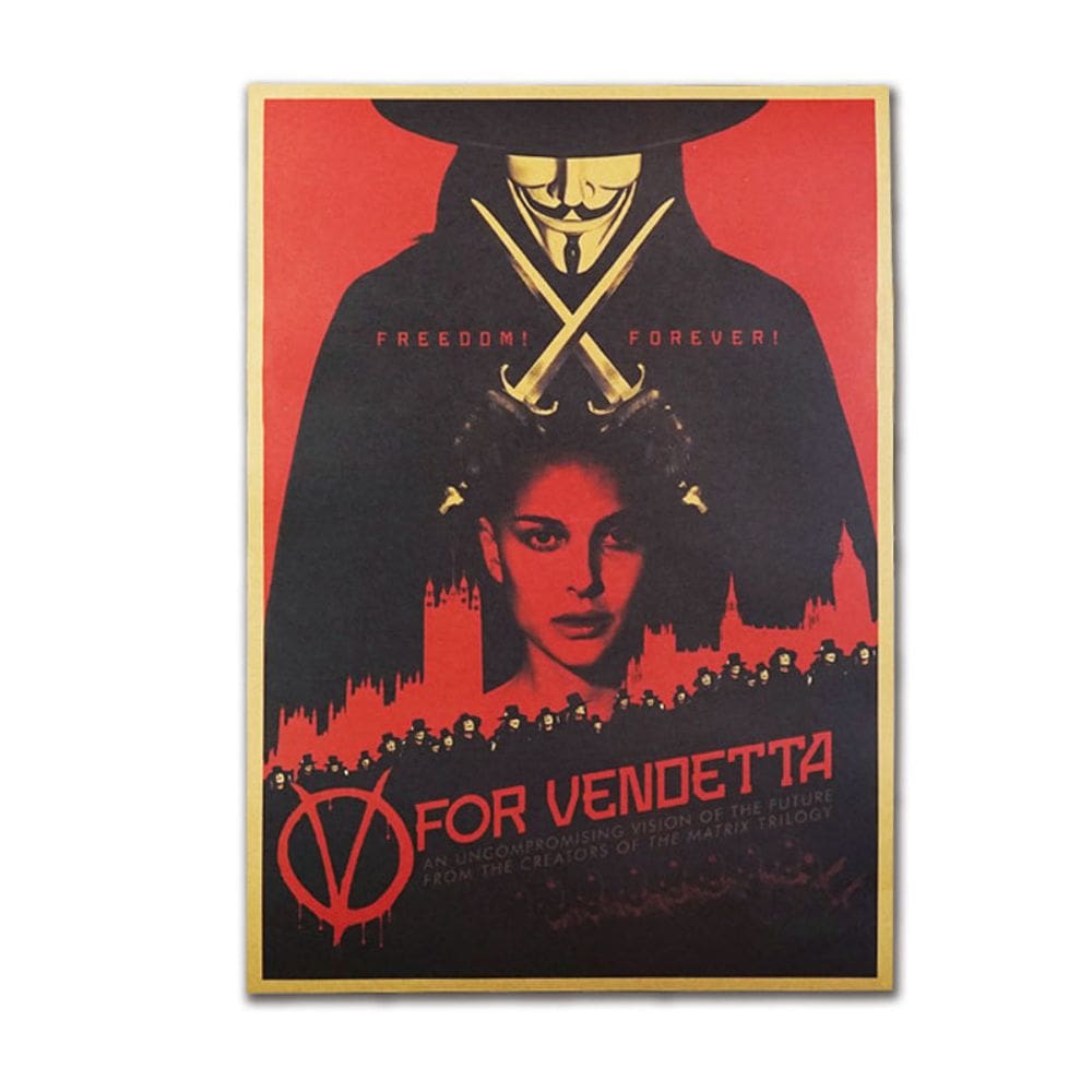 Pôster V para papel Kraft retrô Vendetta 51,5x36cm