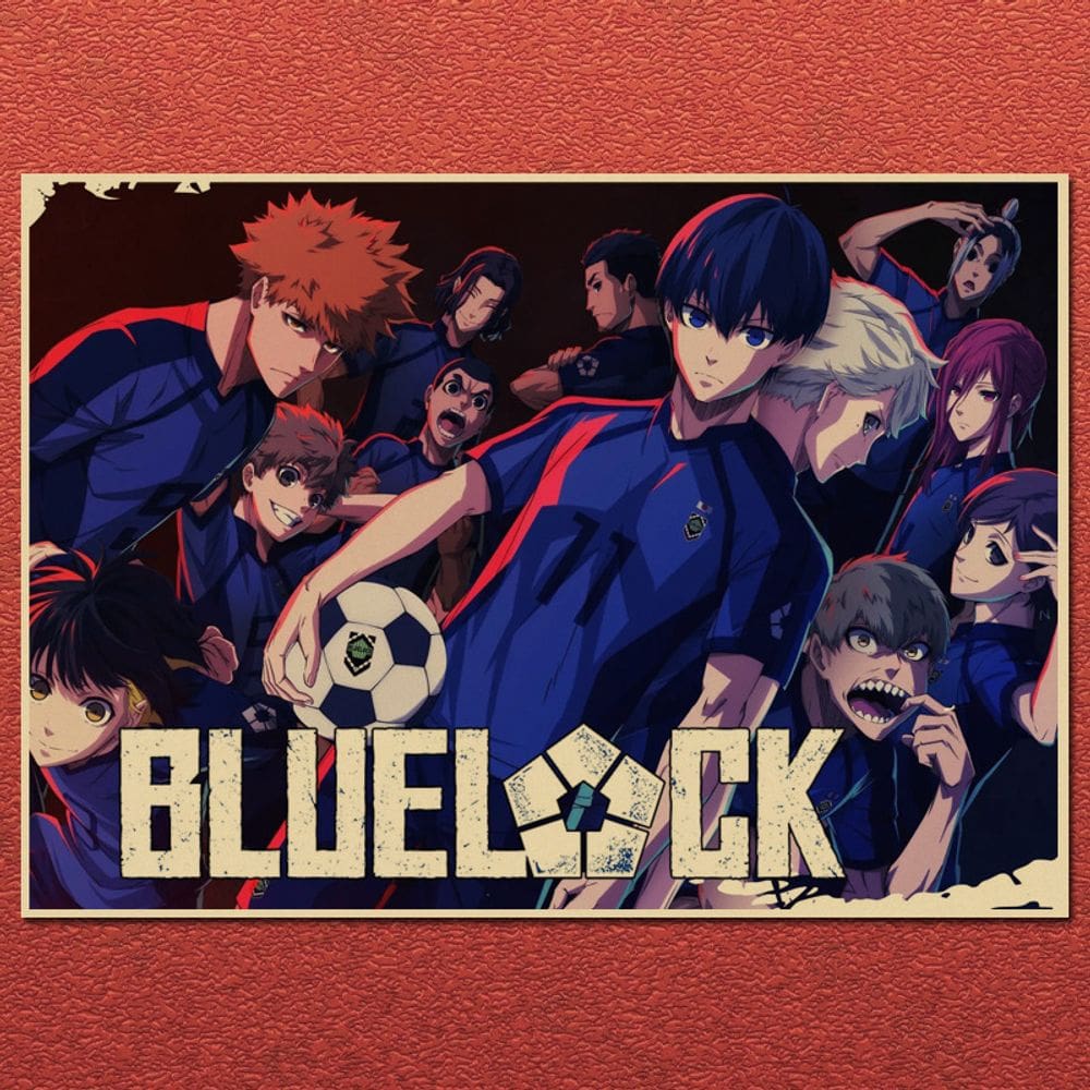 Pôster Blue Lock Retro Kraft Paper Anime 25x25cm