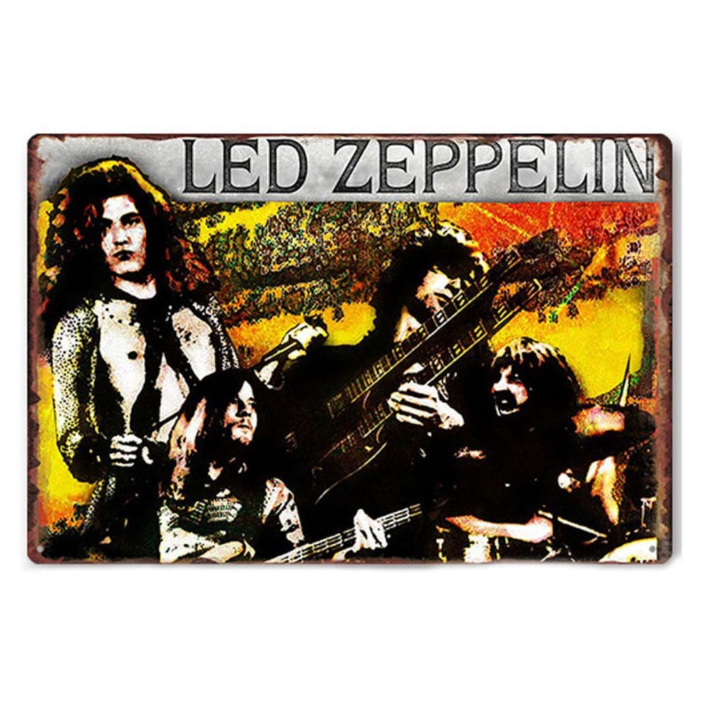Placa de decoração de parede Led Zeppelin Vintage Rock Metal 20x30cm