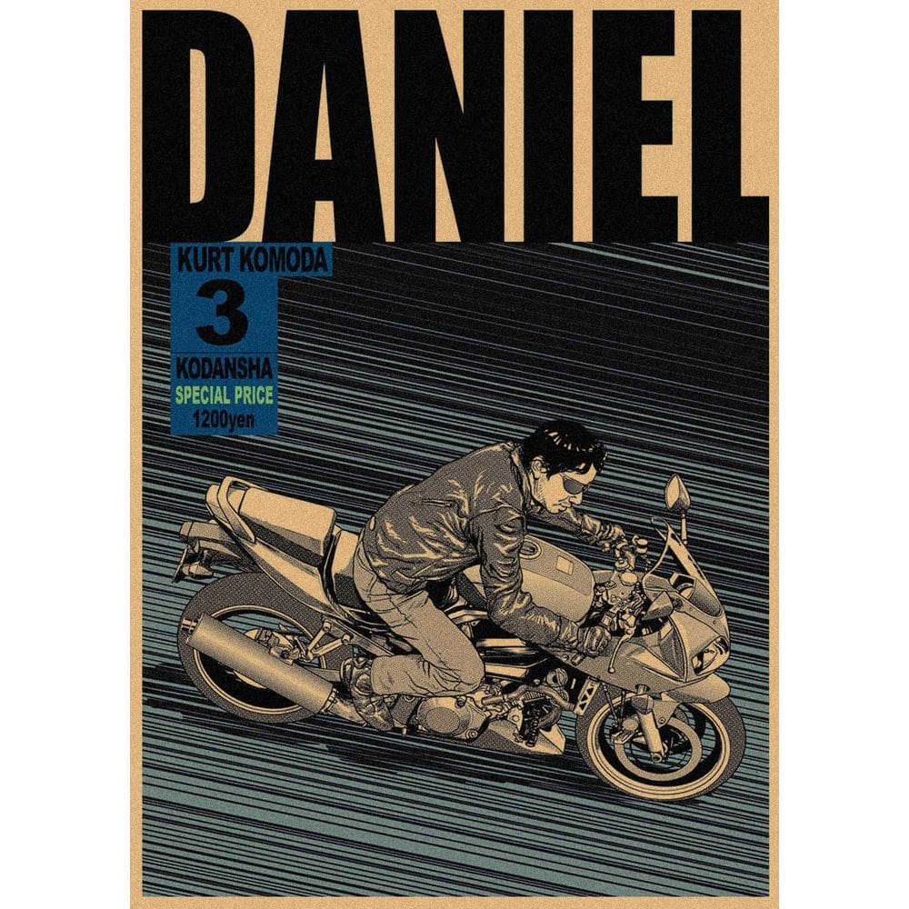 Pintura em pôster, arte retrô de motocicleta inspirada em Akira, 29,7x42cm